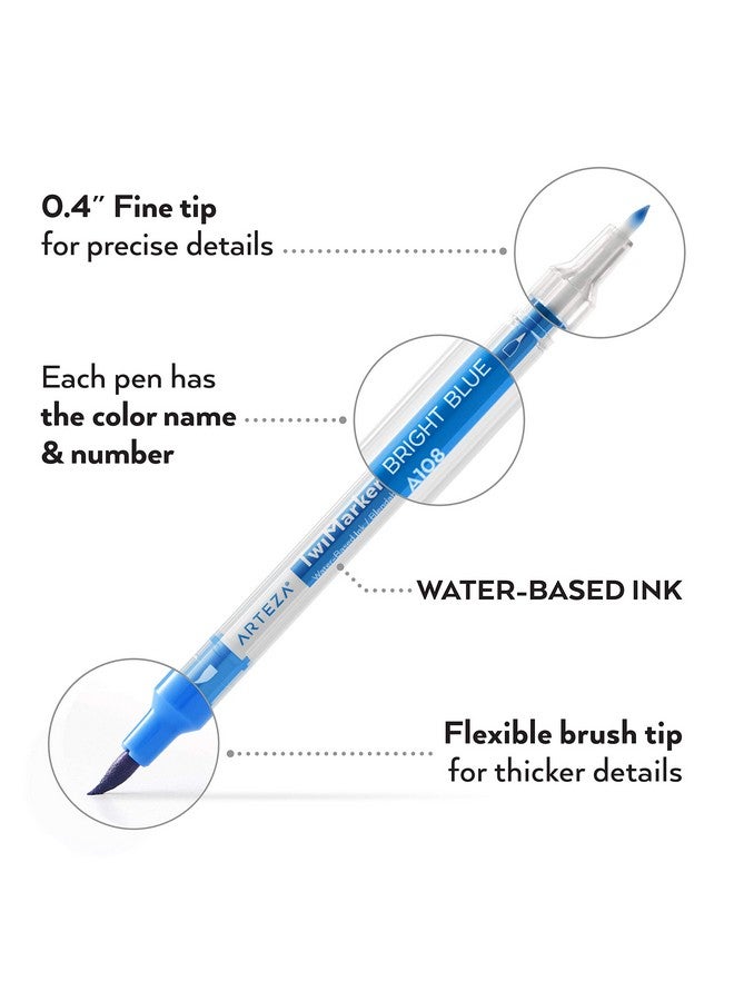 ARTEZA Dual Tip Brush Markers, Set Of 48, Art Markers With Fine And Brush Tips, Dual Tip Pens For Adult Coloring, Calligraphy, Sketching, Doodling - Image 1