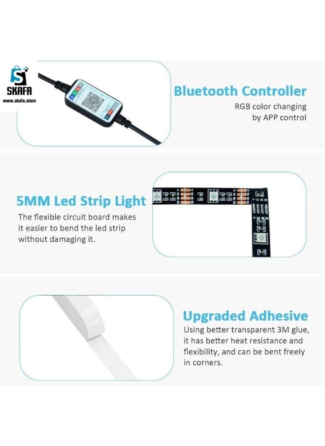 سكافا - شريط إضاءة LED | إضاءة خلفية LED للتلفزيون بطول 5 أمتار مع تحكم بتطبيق بلوتوث | 16 مليون لون مع مزامنة الموسيقى وتغيير الألوان + جهاز تحكم عن بُعد + وظيفة التوقيت ومحول طاقة USB. (5 أمتار) - Image 1