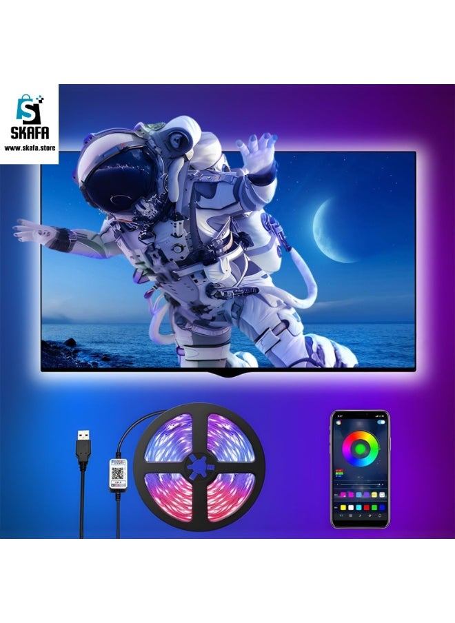 سكافا - شريط إضاءة LED | إضاءة خلفية LED للتلفزيون بطول 5 أمتار مع تحكم بتطبيق بلوتوث | 16 مليون لون مع مزامنة الموسيقى وتغيير الألوان + جهاز تحكم عن بُعد + وظيفة التوقيت ومحول طاقة USB. (5 أمتار) - Image 1