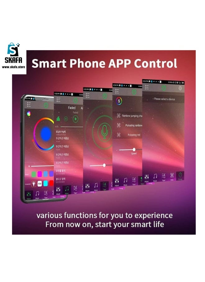 سكافا - شريط إضاءة LED | إضاءة خلفية LED للتلفزيون بطول 5 أمتار مع تحكم بتطبيق بلوتوث | 16 مليون لون مع مزامنة الموسيقى وتغيير الألوان + جهاز تحكم عن بُعد + وظيفة التوقيت ومحول طاقة USB. (5 أمتار) - Image 1