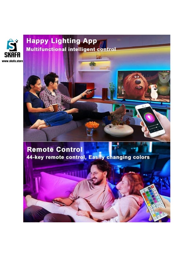 سكافا - شريط إضاءة LED | إضاءة خلفية LED للتلفزيون بطول 5 أمتار مع تحكم بتطبيق بلوتوث | 16 مليون لون مع مزامنة الموسيقى وتغيير الألوان + جهاز تحكم عن بُعد + وظيفة التوقيت ومحول طاقة USB. (5 أمتار) - Image 1