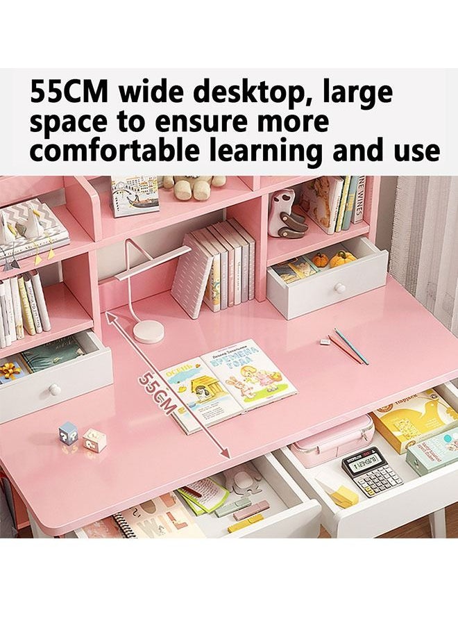 Generic - Children's Desk and Chair Set,Study Desk for Children Aged 3-12,Integrated Bookcase Desk with Hook and Storage Drawer for Student(Blue) - Image 1