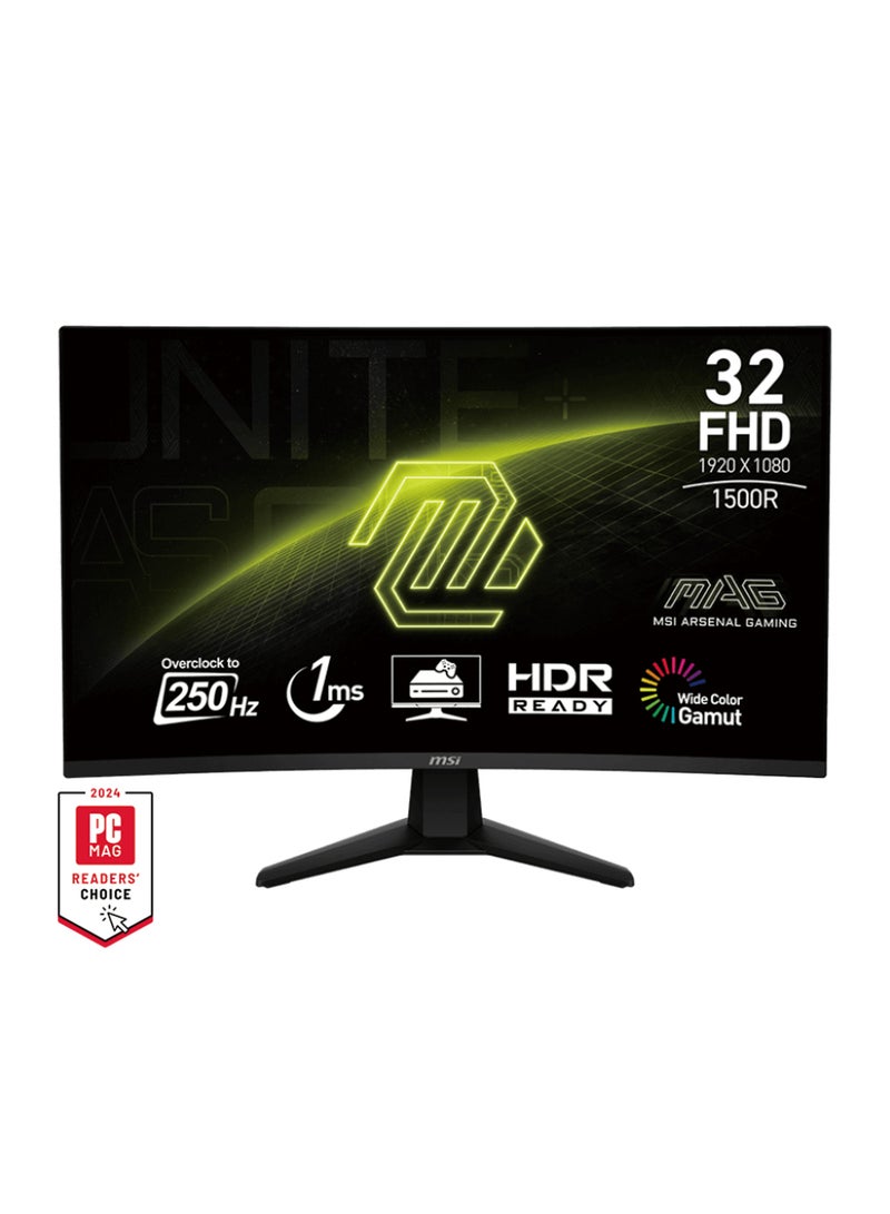 MSI MAG 32C6X Curved Gaming Monitor, 32" VA Display, FHD Resolution, 250Hz (OC) Refresh Rate, 1ms (MPRT) Response Time, Adaptive Sync Technology, 1500R Curvature, 9S6-3DD41M-018 Black  - Image 1