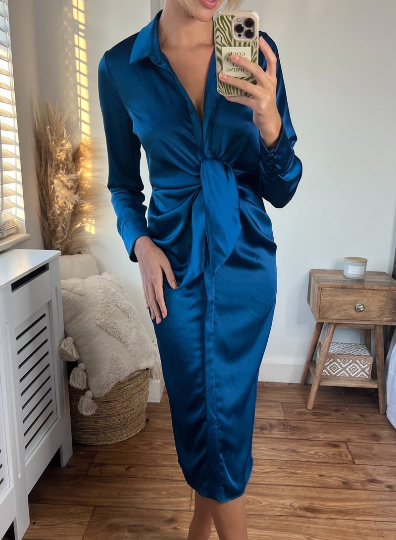 Style Cheat Satin Tie-Waist Dress - Image 3