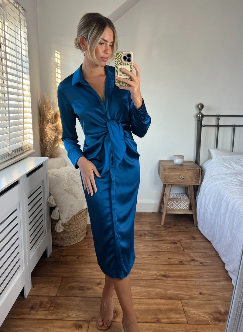 Style Cheat Satin Tie-Waist Dress - Image 4