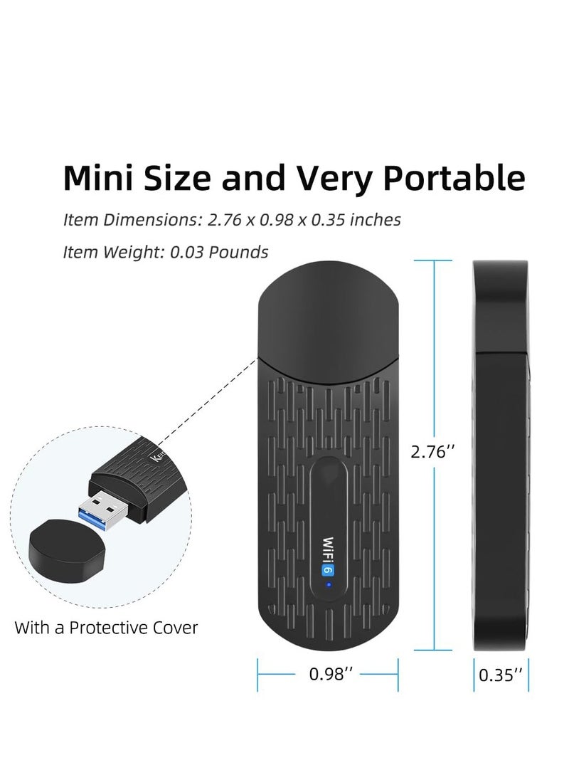 SYOSI - WiFi Adapter, AX1800 USB WiFi Adapter for Desktop PC, Wireless Internet, USB 3.0 Wireless Adapter for Computer Laptop, Supports Windows 10/11, USB Computer Network Adapters - Image 1