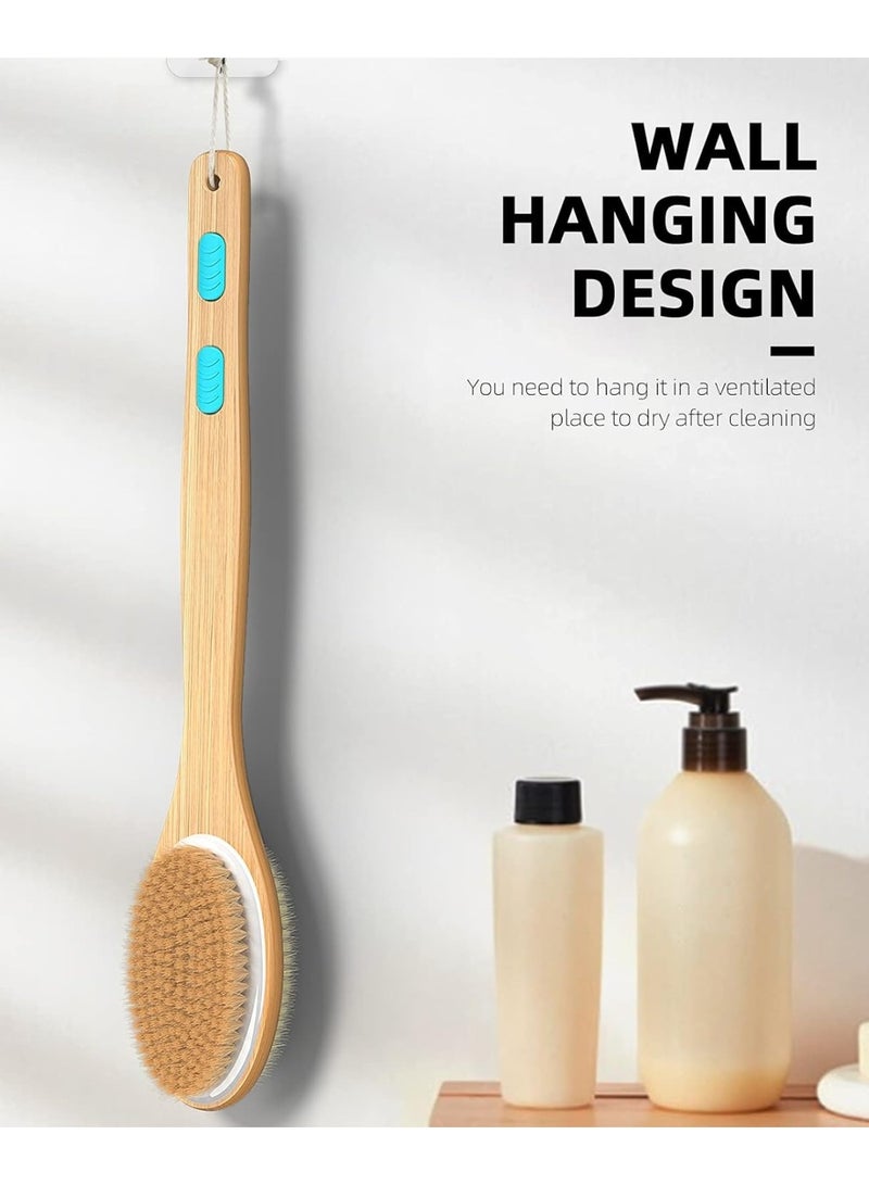 Shower Brush with Soft and Stiff Bristles, Bath Dual-Sided Long Handle Back Scrubber Body Exfoliator for Wet or Dry Brushing - Image 5