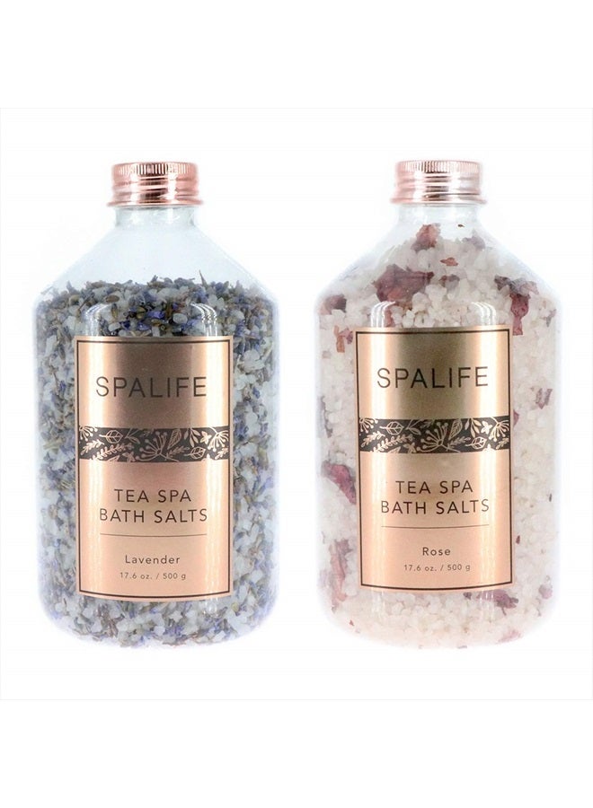 SpaLife Soothing Petal-Infused Effervescent Mineral Bath Salts - 2 Pack 17.6 oz. ea (Lavender & Rose) Clear - Image 1