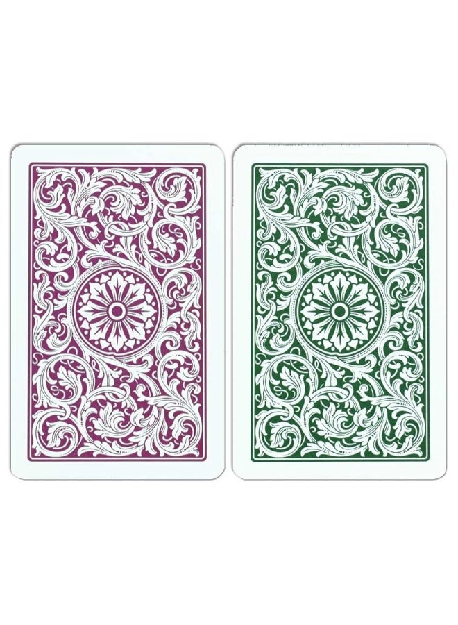 Copag 1546 Design 100% Plastic Playing Cards, Bridge Size (Narrow) Green/Burgundy (Jumbo Index, 1 Set) - Image 1