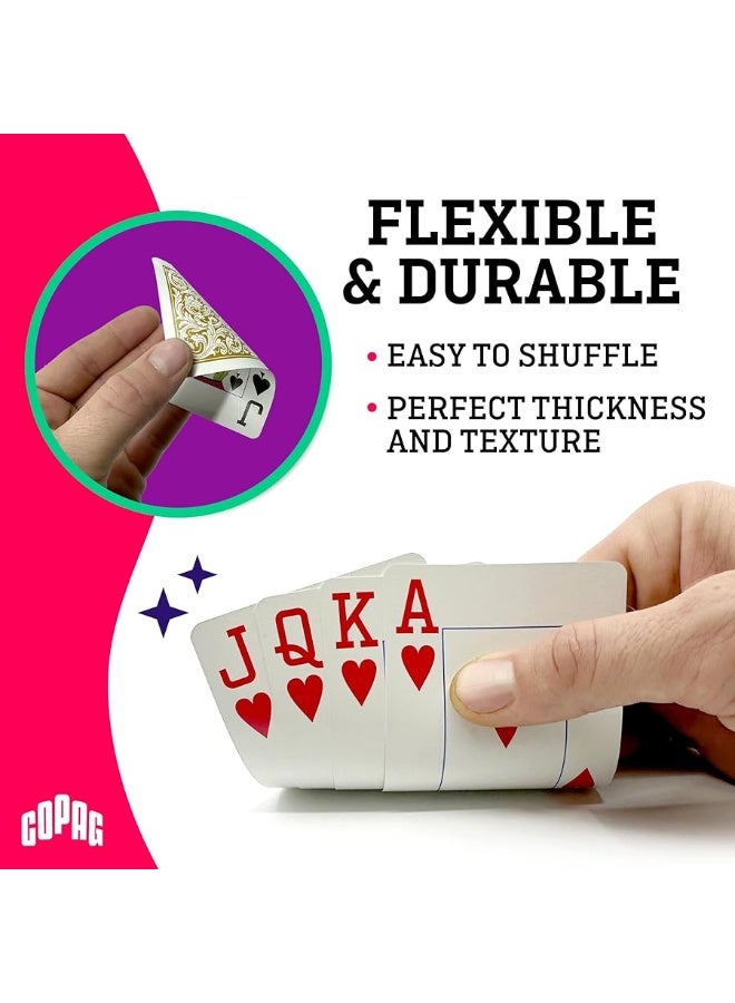 Copag 1546 Design 100% Plastic Playing Cards, Bridge Size (Narrow) Green/Burgundy (Jumbo Index, 1 Set) - Image 2