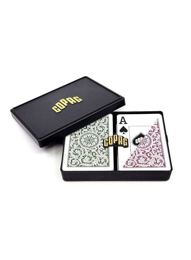 Copag 1546 Design 100% Plastic Playing Cards, Bridge Size (Narrow) Green/Burgundy (Jumbo Index, 1 Set) - Image 5