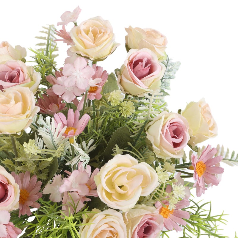 Cyblinia Artificial Flowers Fake Rose Bouquet 3 Pack Artificial Flowers Bouquet Plastic Flower Arrangements Wedding Decoration Table Centerpieces(Purple) - Image 3