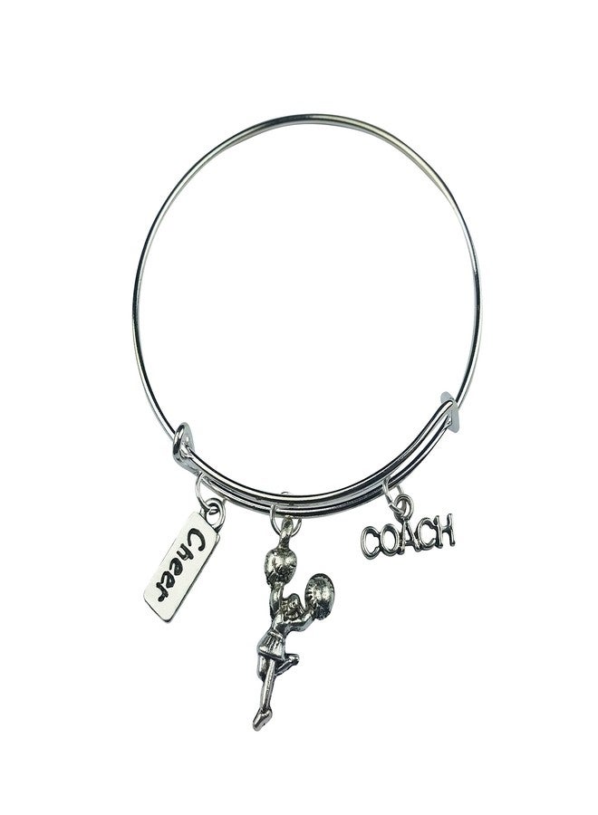 آرت أتاك سوار قابل للتوسيع بتصميم مشجعة من Art Attack، تعليقة بوم بوم رياضية للأم ومدربة التشجيع (فضي)