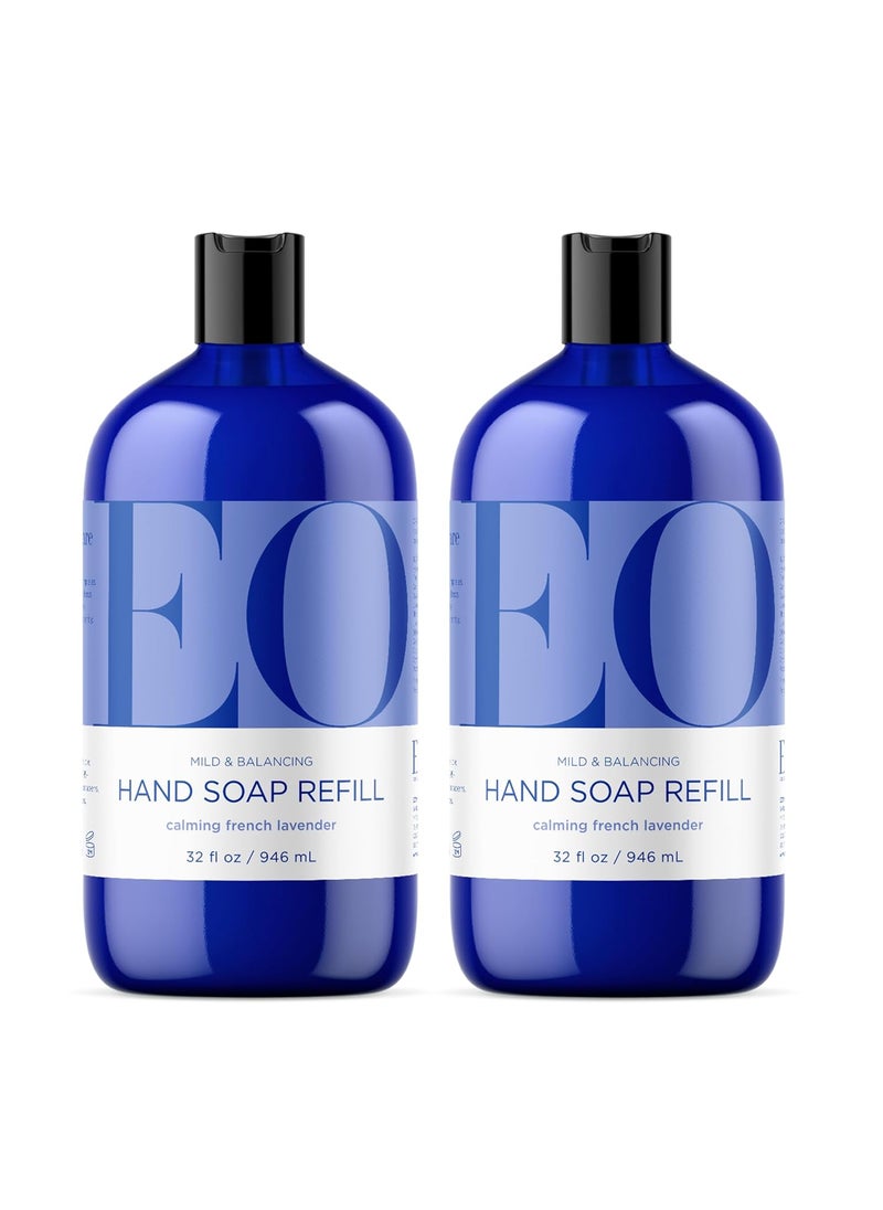EO EO Liquid Hand Soap Refill 32 Ounce Pack of 2 French Lavender Organic PlantBased Gentle Cleanser with Pure Essential Oils 