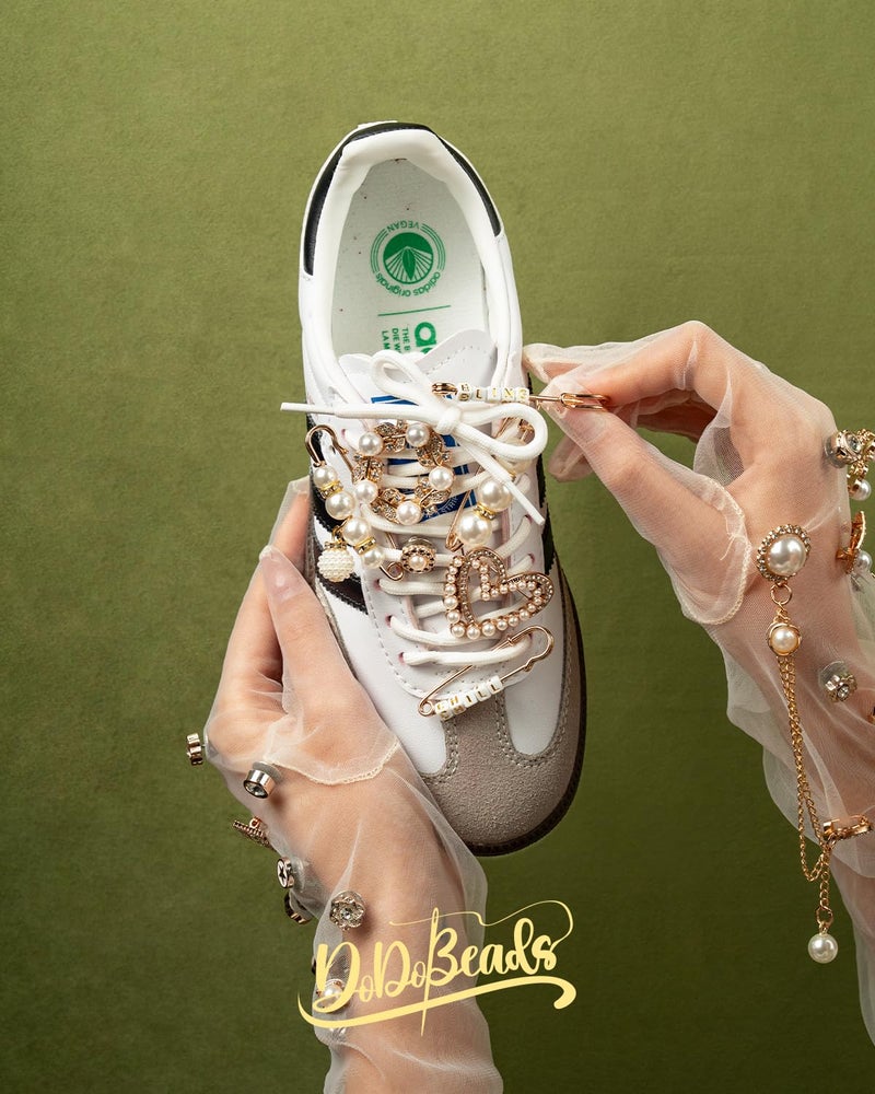 DoDoBeads 335 Pcs Junk Socks Charms Kit with Letter Beads, Gold Charm for Socks and Sneakers, Brooches and Pins for Women, Charms for Sock Safety Pin, Junk Charm with Pearl, Rhinestone, - Image 4