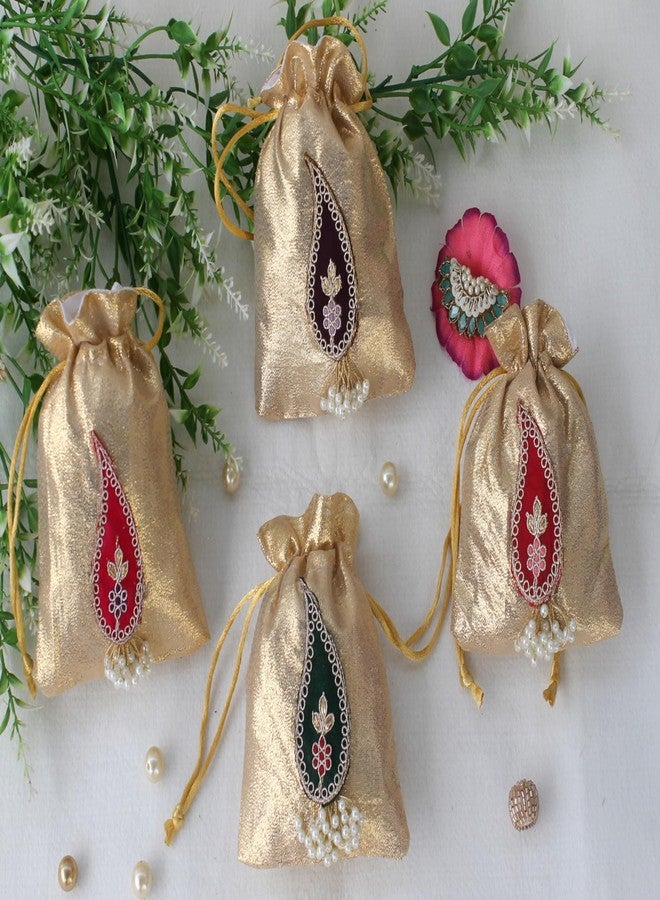 MILAN'S CREATION Small Potli Bags for Giveaways, Women’s Handbag, Return Gifts For Wedding Festival Goody bag, Decorative and Functional Designs (20, 4 * 5 Inch) - Image 3