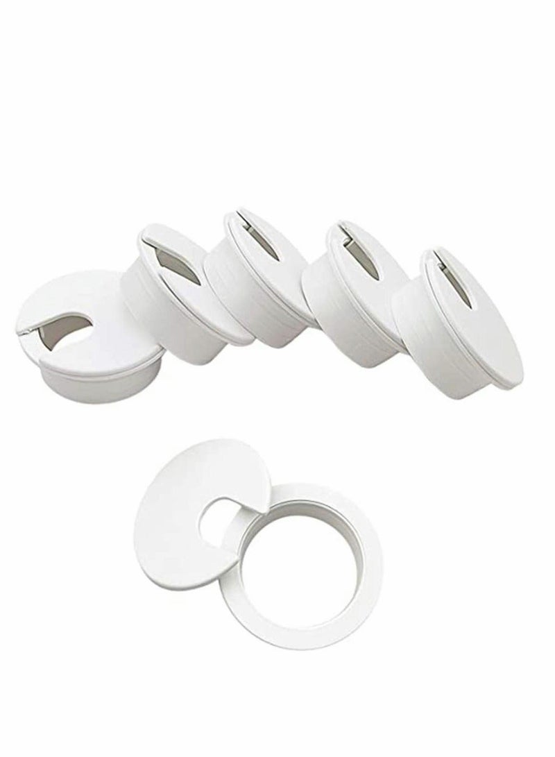 6pcs Desk Grommet 1-3/8 inch Table Plastic Wire Cord Cable Grommets Hole Cover, for Office and Home PC Desk Cable Cord Management Organizer (White) - Image 1