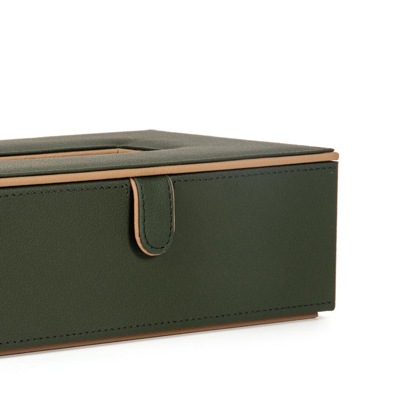 CASA BOTANICAL Leather Tissue Box Holder | Paper Napkin Holder Case | Tissue Holder Dispenser Organizer for Car Decor Home Room Hotel Green 1pc Rectangular Shape - Image 3