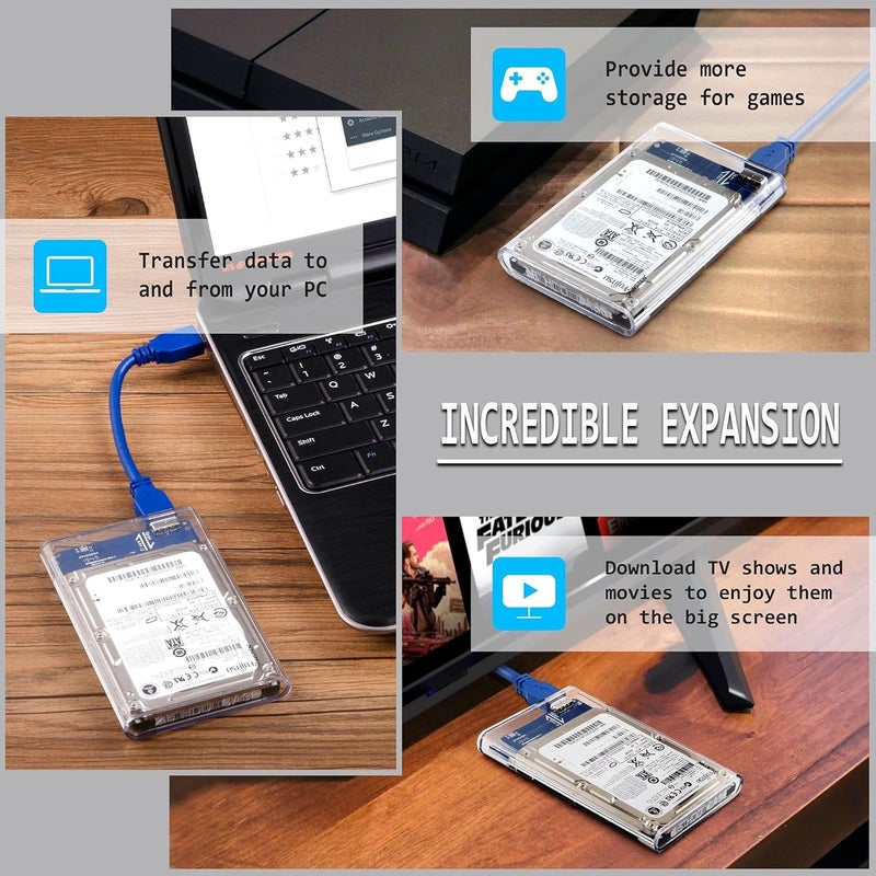 CARE CASE ® 2.5 inch SSD Sata Hard Disk External Portable Case Cover USB3.0 (Transparent) - Image 5