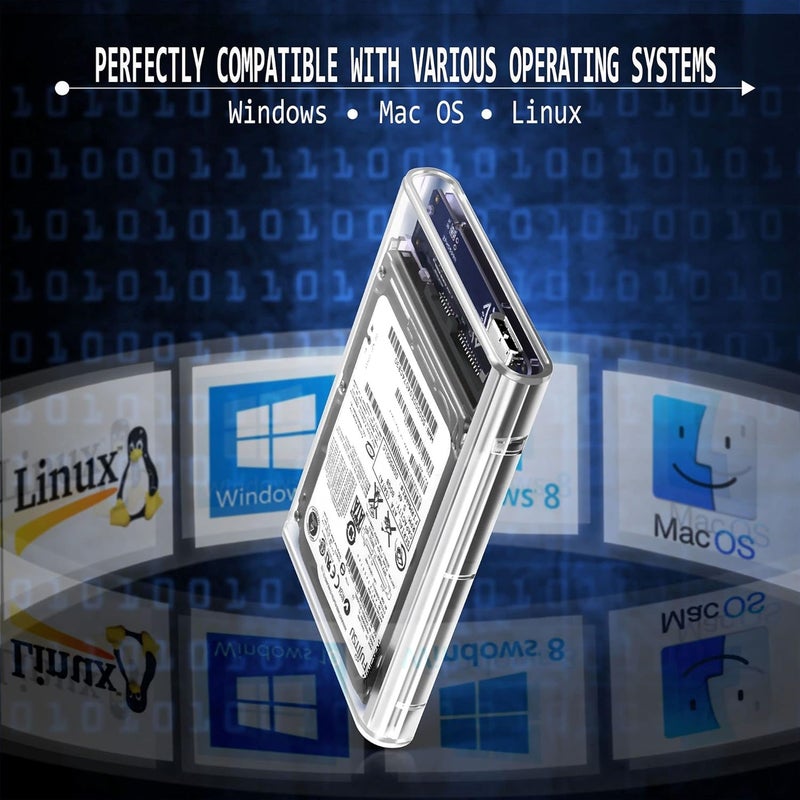 CARE CASE ® 2.5 inch SSD Sata Hard Disk External Portable Case Cover USB3.0 (Transparent) - Image 4
