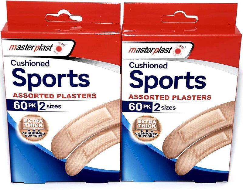 Masterplast Cushioned Sports Assorted Plasters 120 in total Box contains 2 sizes - Image 1