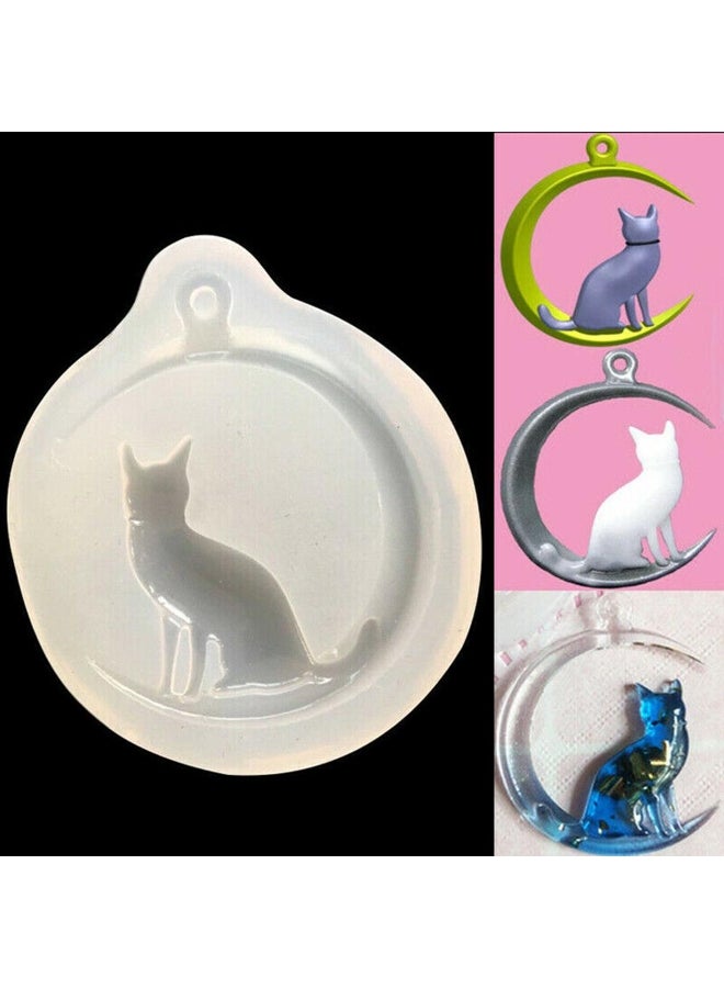 Moon Cat Pendant Mold Jewellry Making Resin Mould Epoxy Casting Craft Kit - Image 1
