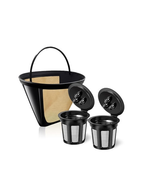 Reusable Coffee Filter for Ninja Dual Brew Coffee Maker,2 Pcs Reusable K cups Coffee Pods and 1 pcs Coffee Maker Filter #4 Compatible with Ninja CFP301 CFP201 CFP400 Coffee