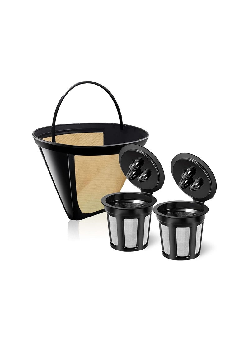 Generic - Reusable Coffee Filter for Ninja Dual Brew Coffee Maker,2 Pcs Reusable K cups Coffee Pods and 1 pcs Coffee Maker Filter #4 Compatible with Ninja CFP301 CFP201 CFP400 Coffee - Image 1