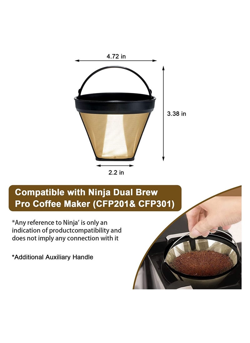 Generic - Reusable Coffee Filter for Ninja Dual Brew Coffee Maker,2 Pcs Reusable K cups Coffee Pods and 1 pcs Coffee Maker Filter #4 Compatible with Ninja CFP301 CFP201 CFP400 Coffee - Image 1