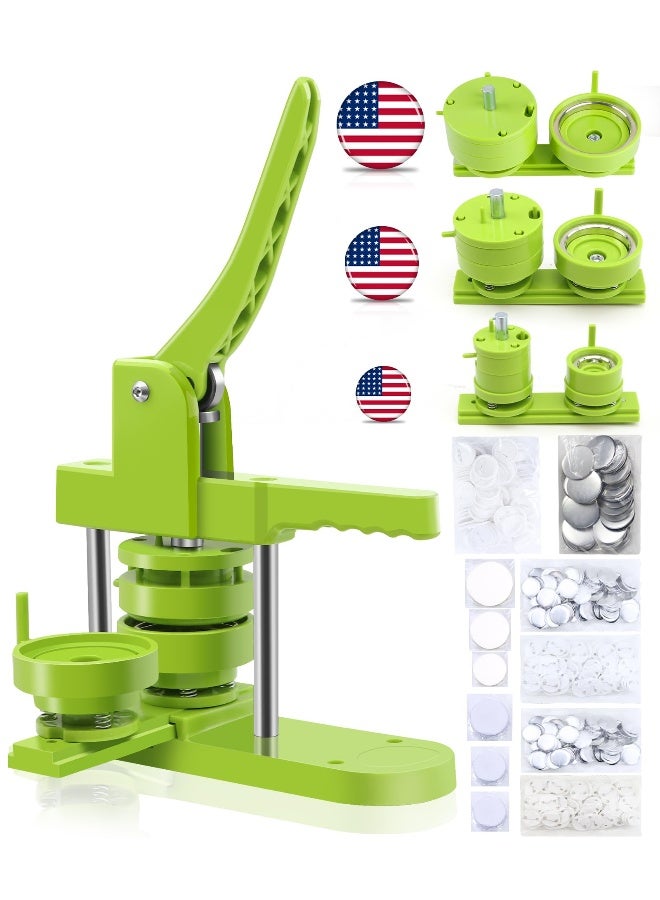 Happizza Button Maker Machine Multiple Sizes Pin Maker Machine 1252253 inch Interchangeable ButtonModels Badge Button Press Machine with 300 Sets 325875mm Button Maker SuppliesCircle Cutter - Image 1