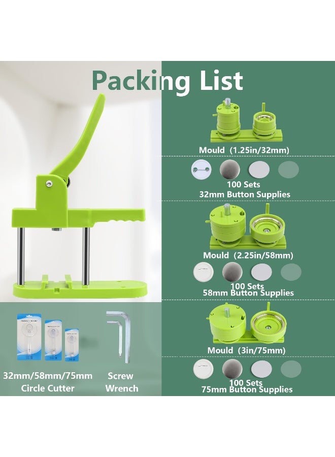 Happizza Button Maker Machine Multiple Sizes Pin Maker Machine 1252253 inch Interchangeable ButtonModels Badge Button Press Machine with 300 Sets 325875mm Button Maker SuppliesCircle Cutter - Image 3