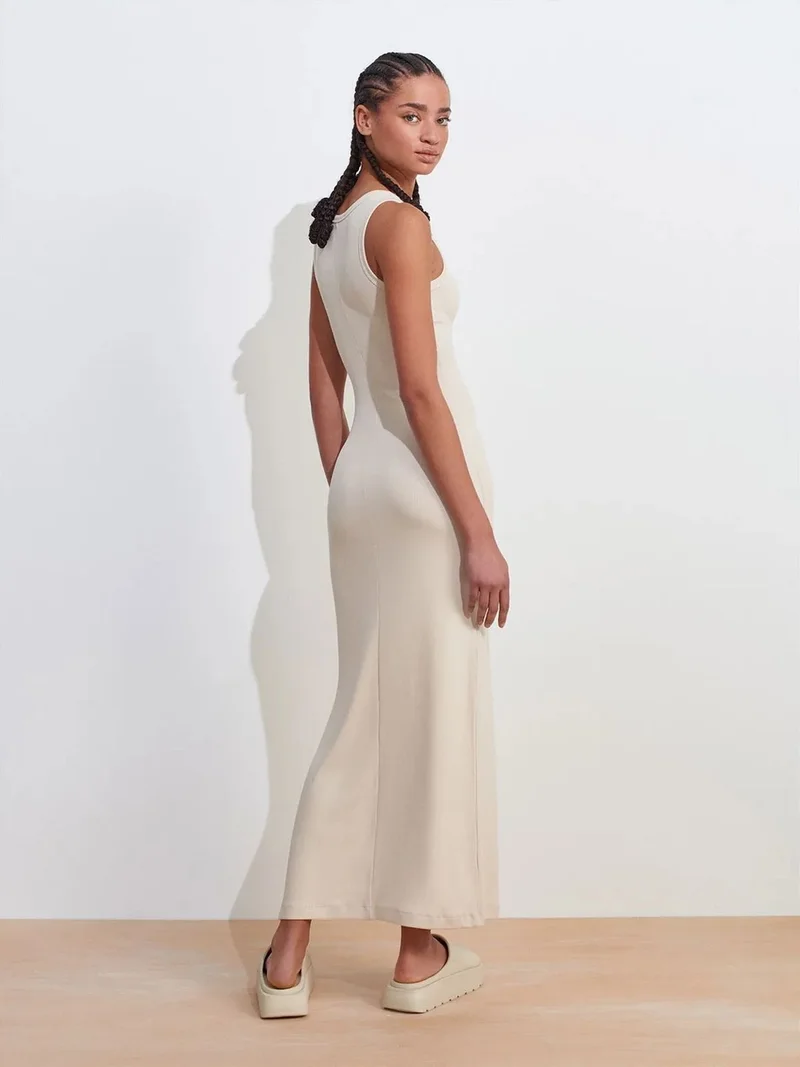 ديلفين Dilvin Sleeveless Bodycon Midi Dress With Slit