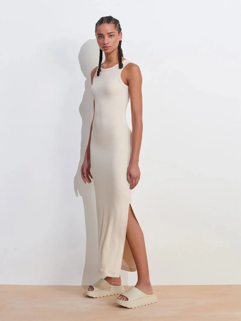 ديلفين Dilvin Sleeveless Bodycon Midi Dress With Slit