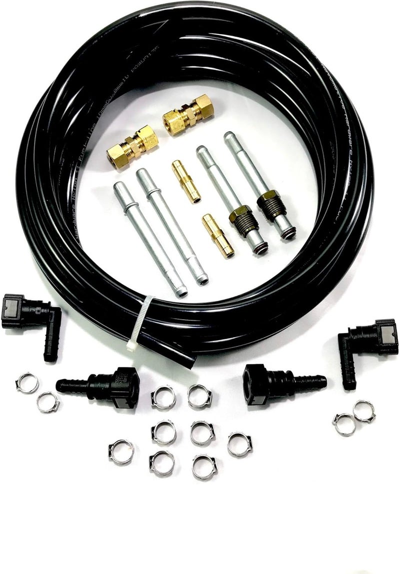 The Stop Shop Nylon or Steel Fuel Line Replacement Kit - 25' 8 mm Fuel Line Tubing with Fittings