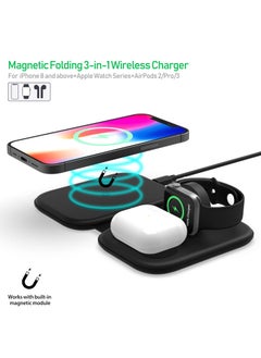 KASTWAVE Wireless Charger,3 in 1 Magnetic Charging Station 15W Fast Charger Dock for iWatch SE/8/7/6/5/4/3/2/1,iPhone 14/Pro/Pro Max/iPhone 13Mini/11 X XS XR,Airpods Pro/Airpod Safe Charger Stand Charging Pad  - Image 2