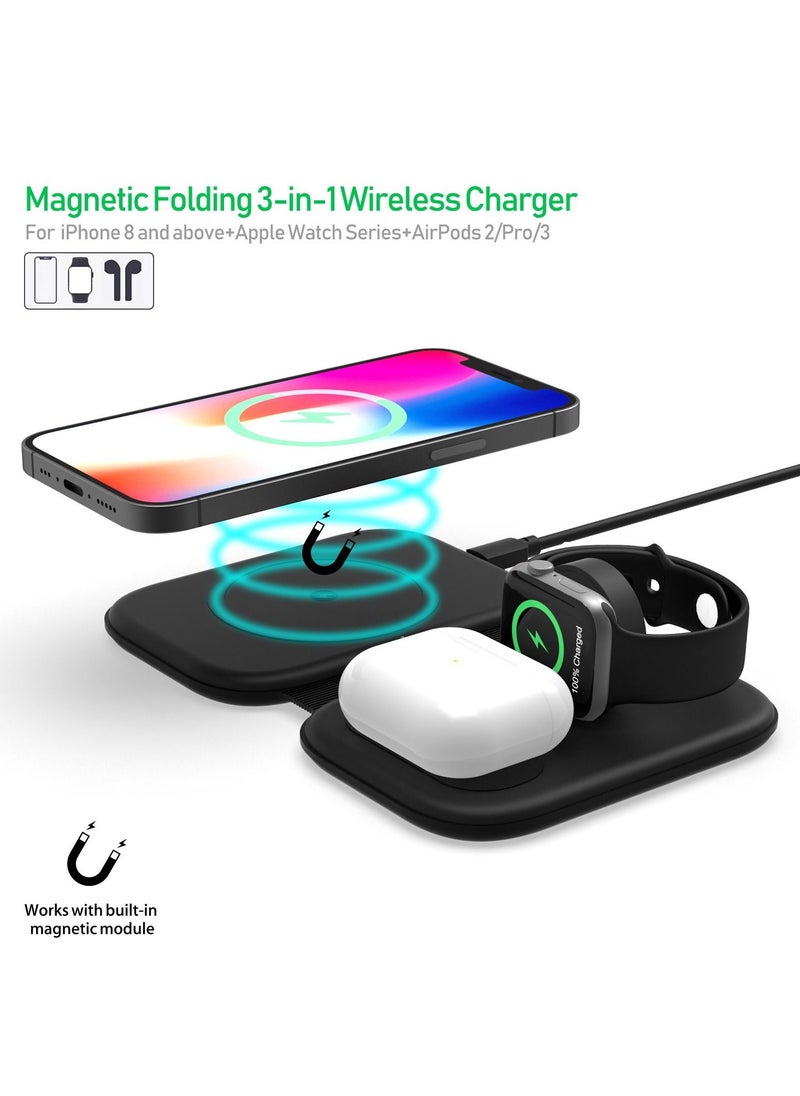 KASTWAVE Wireless Charger,3 in 1 Magnetic Charging Station 15W Fast Charger Dock for iWatch SE/8/7/6/5/4/3/2/1,iPhone 14/Pro/Pro Max/iPhone 13Mini/11 X XS XR,Airpods Pro/Airpod Safe Charger Stand Charging Pad  - Image 2