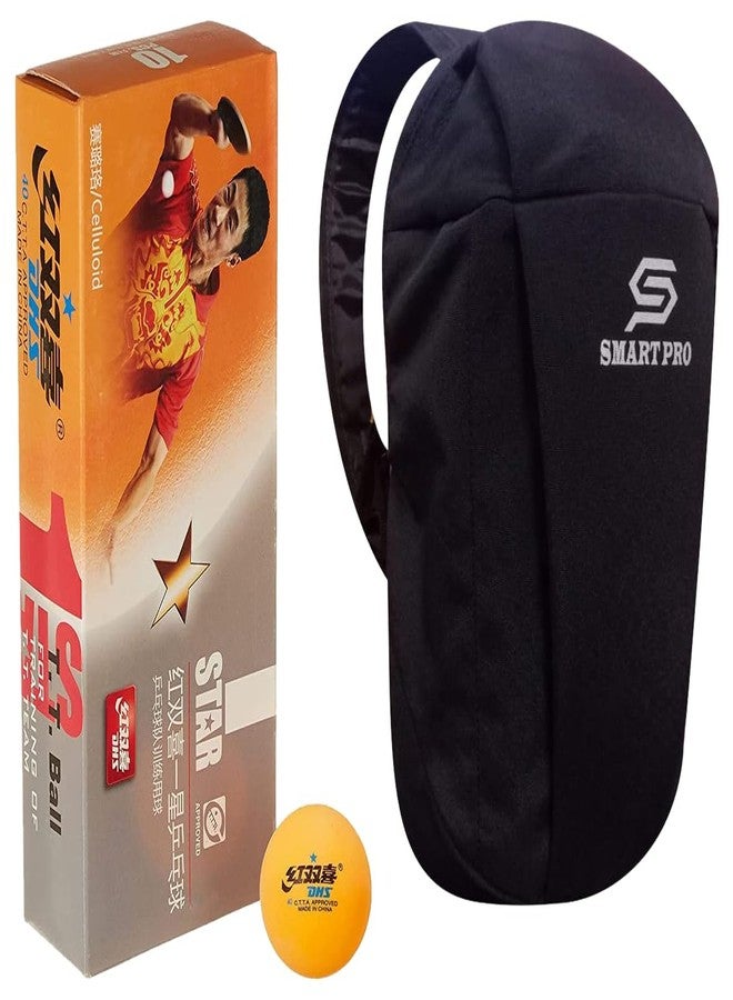 DHS TT Ball 40MM 1 Star Orange (10 Pcs Box) 50 PCS with Smart PRO TT Special Cover Speed Black - Image 2