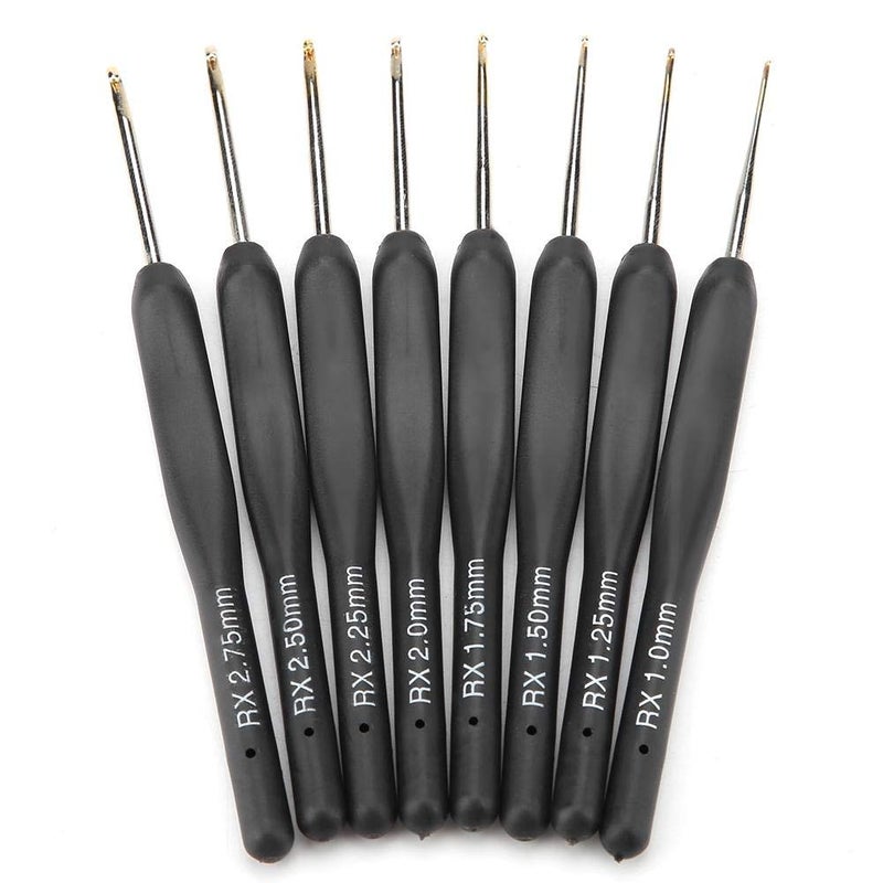Hilitand 8Pcs Black Fine Soft Handle Crochet Hooks Set 1mm 125mm 15mm 175mm 2mm 225mm 25mm 275mm Plastic Knitting Crochet Hooks Ergonomic - Image 3