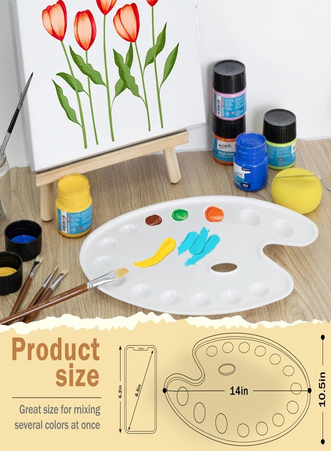 DUGATO Large Oval Paint Palettes (2 Pack, 14x10.5 inches) - 14-Well Plastic Mixing Trays for Acrylic, Oil, Watercolor & Gouache - Artist Supplies - Image 2