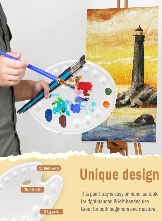 DUGATO Large Oval Paint Palettes (2 Pack, 14x10.5 inches) - 14-Well Plastic Mixing Trays for Acrylic, Oil, Watercolor & Gouache - Artist Supplies - Image 4