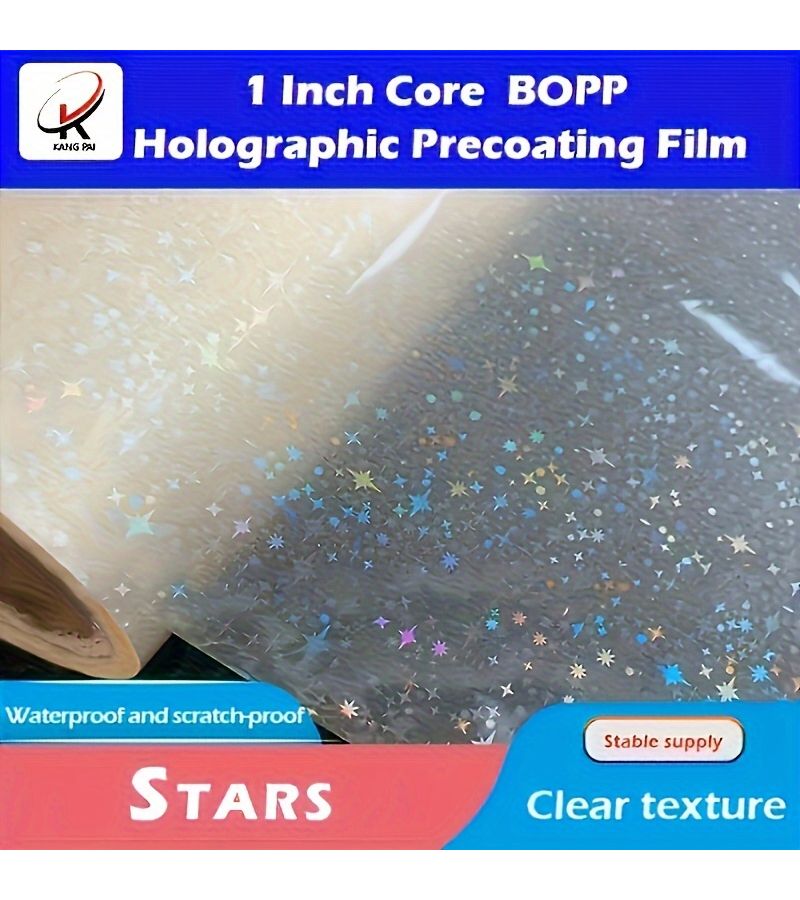 1 Inch BOPP Holographic Precoated Film 0.94mil Thickness 12.6 Inches X 656 Feet Stars Pattern Waterproof Scratch Proof Ideal For Electronics And Office Use - Image 5