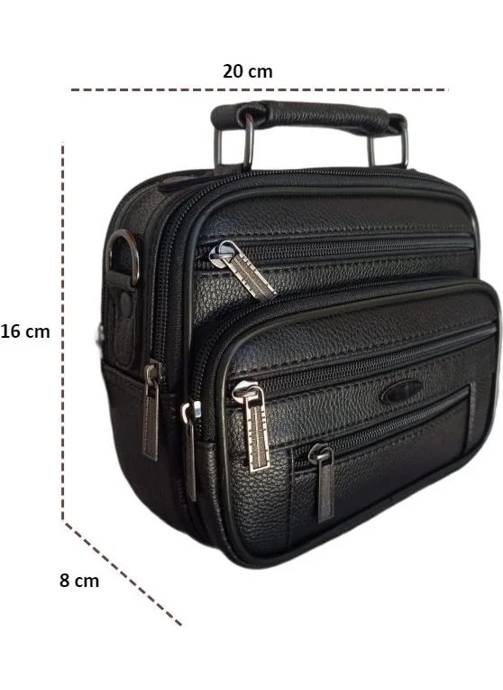 Başkent Çanta Başkent Bag Men's Black Horizontal Medium Size Hand and Shoulder Bag