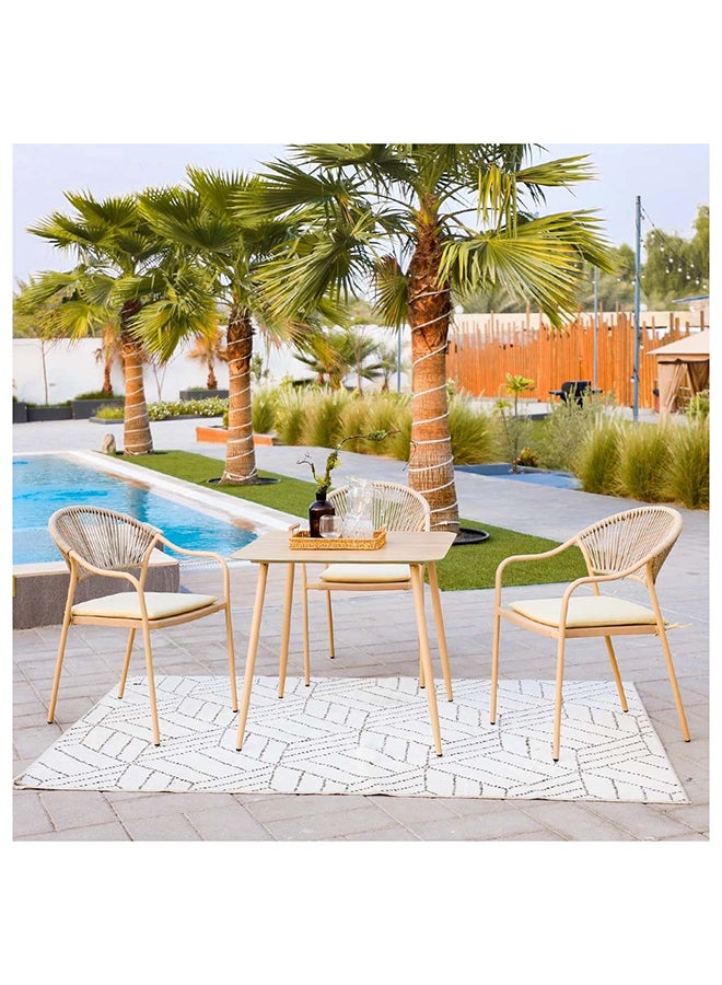 DANUBE HOME Aliza 5 Piece Outdoor Dining Set Water Resistant Garden Patio Dining Sets 4 Seater All Weather Steel/Tempered Glass Patio Modern Outdoor Furniture Set For Lawn Garden Yard Beige  - Image 2