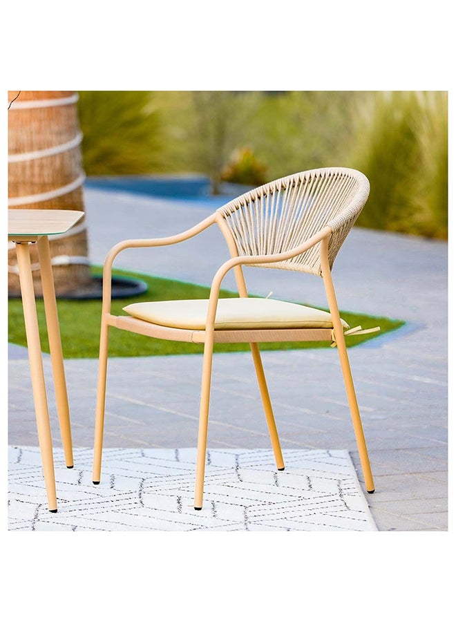DANUBE HOME Aliza 5 Piece Outdoor Dining Set Water Resistant Garden Patio Dining Sets 4 Seater All Weather Steel/Tempered Glass Patio Modern Outdoor Furniture Set For Lawn Garden Yard Beige  - Image 4