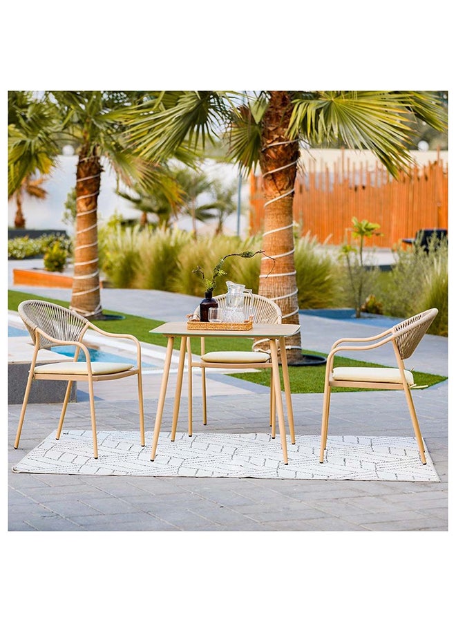 DANUBE HOME Aliza 5 Piece Outdoor Dining Set Water Resistant Garden Patio Dining Sets 4 Seater All Weather Steel/Tempered Glass Patio Modern Outdoor Furniture Set For Lawn Garden Yard Beige  - Image 3