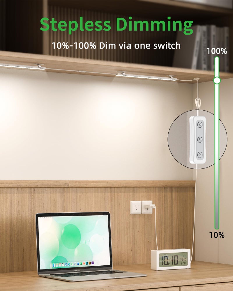 Vovamo Plug-in Under Cabinet Lighting, Dimmable Counter Lights for Kitchen, 2pcs 12 Inch, Cold White 6000K Linkable USB Led Closet Light, Wired Indoor Night Lights Bar for Desk, Sink,Workbench - Image 4