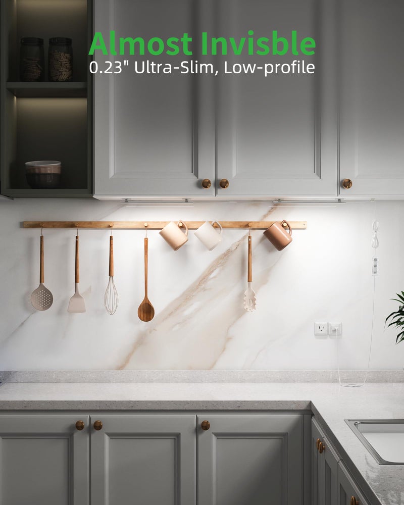 Vovamo Plug-in Under Cabinet Lighting, Dimmable Counter Lights for Kitchen, 2pcs 12 Inch, Cold White 6000K Linkable USB Led Closet Light, Wired Indoor Night Lights Bar for Desk, Sink,Workbench - Image 2