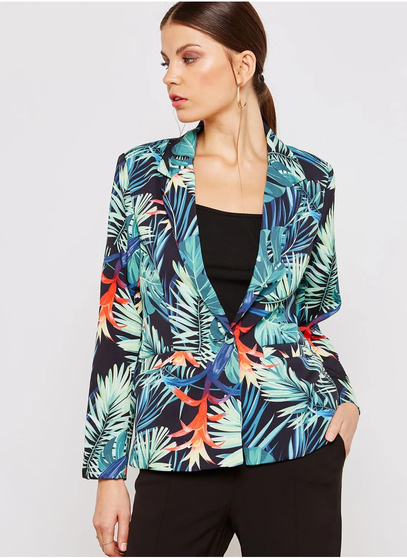 ELLA Tropical Print Pocket Blazer