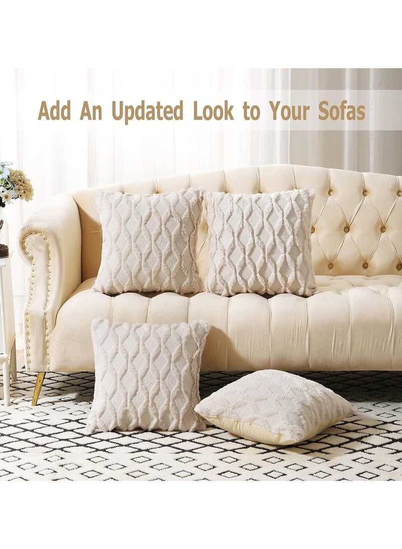 Pack of 2 Wool Throw Pillow Covers 18x18 Inches – Decorative Farmhouse Velvet Couch Pillow Case, Soft Plush Square Cushion Pillowcase for Living Room, Bedroom, Home Decor, Cozy Throw Pillow Covers, Luxury Cushion Covers, Modern Accent Pillows, Comfortable Velvet Pillowcases  - Image 2