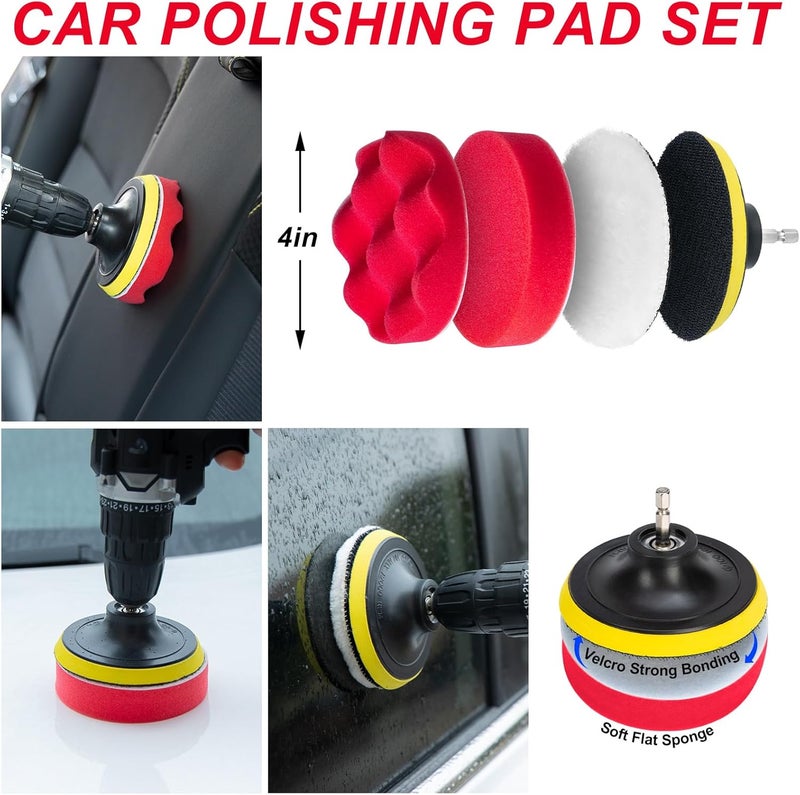 GPUSFAK 44Pcs Car Wash Cleaning Kit with Detailing Brushes Car Vacuum Drill Brush Set Collapsible Bucket Windshield Cleaning Tool Tire Brush Towels Complete Interior Exterior Detailing Set for Car - Image 4